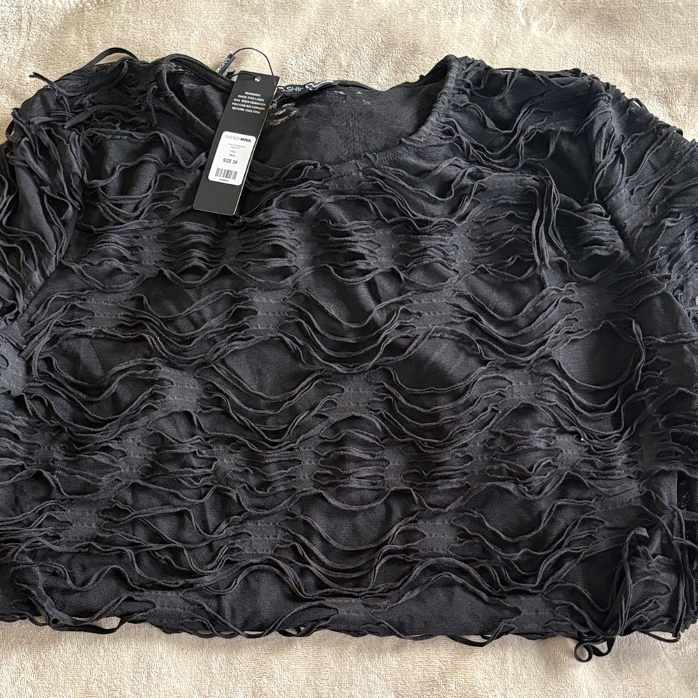 Fashion Nova Black Textured Crop Top